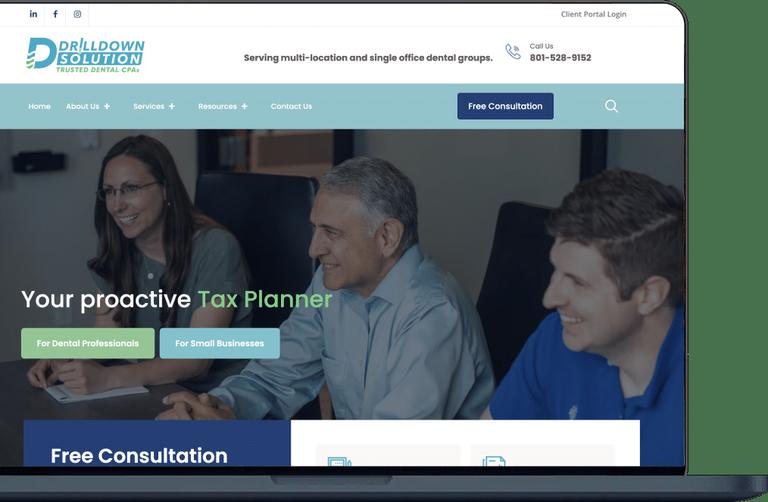 Drill Down Solution website on laptop
